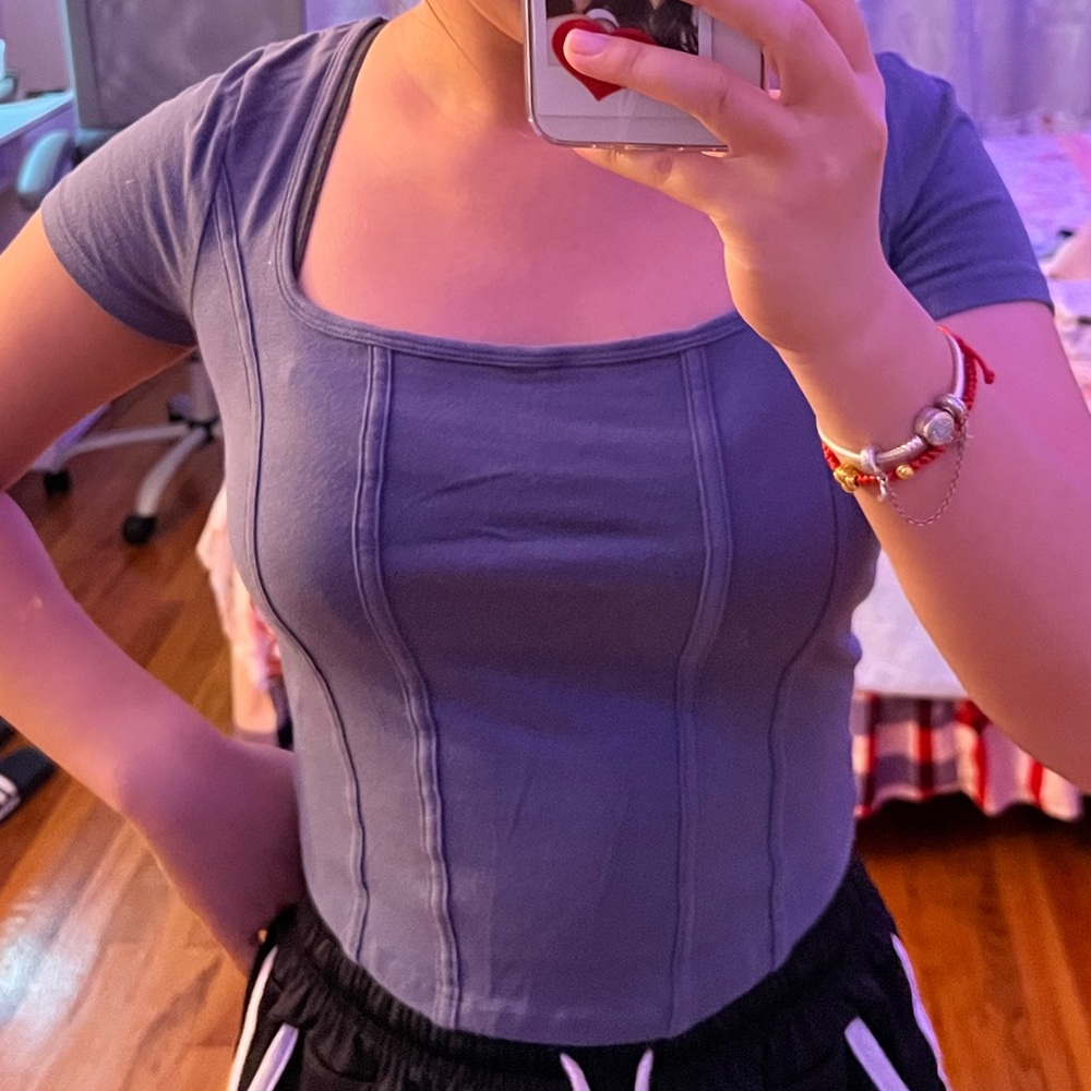 hollister blue wide cute top